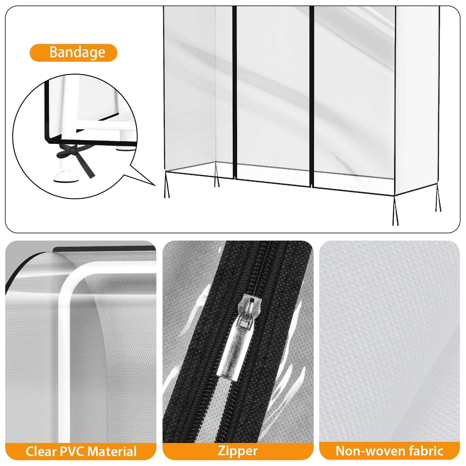 Syeeiex 6ft Translucent Clothes Rail Cover with Double Strong Zipped 72" Dustproof Cover Protective Zip Cover for Hanging Garment