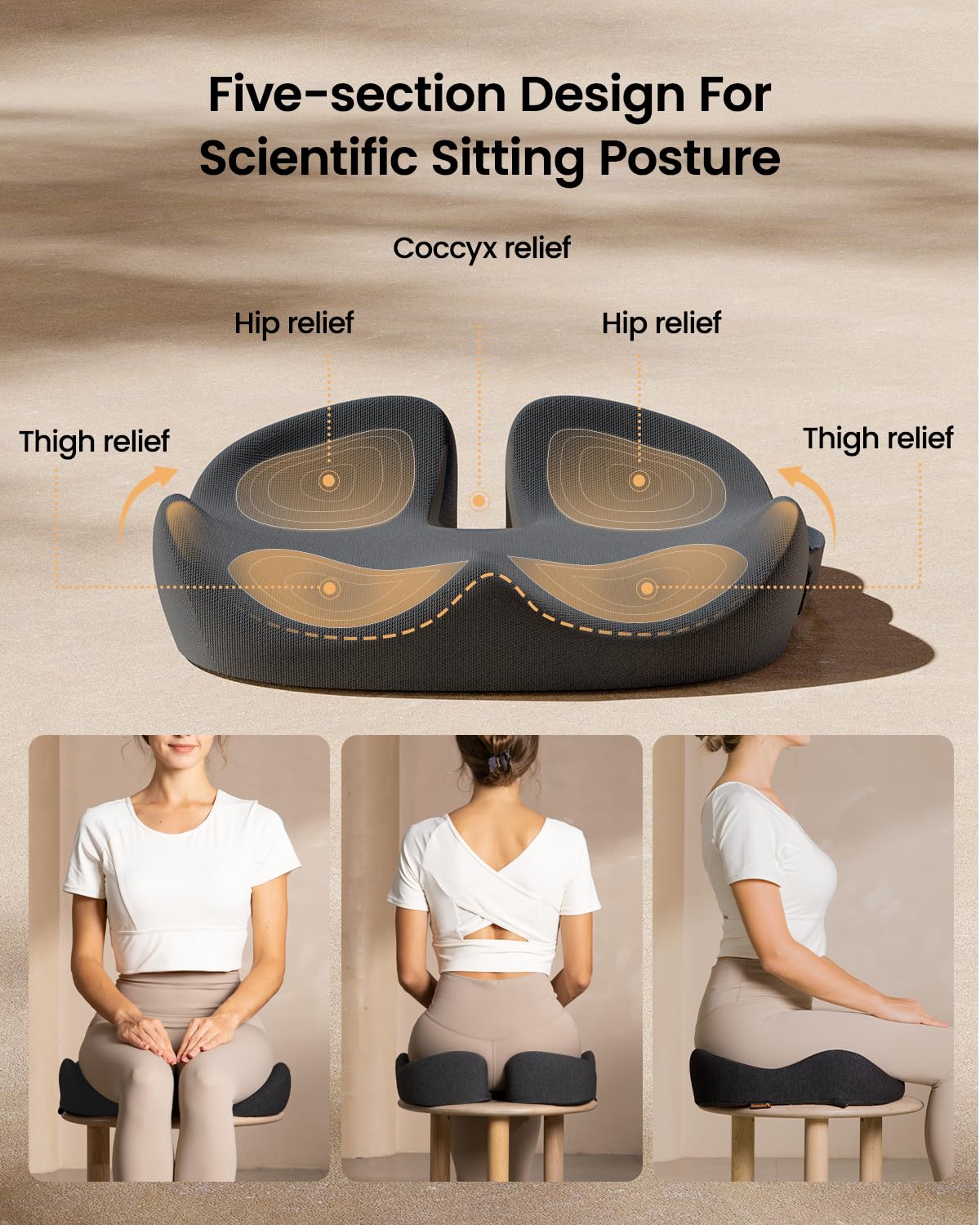 ProtoArc Ergonomic Coccyx Seat Cushion for Office Desk Chair