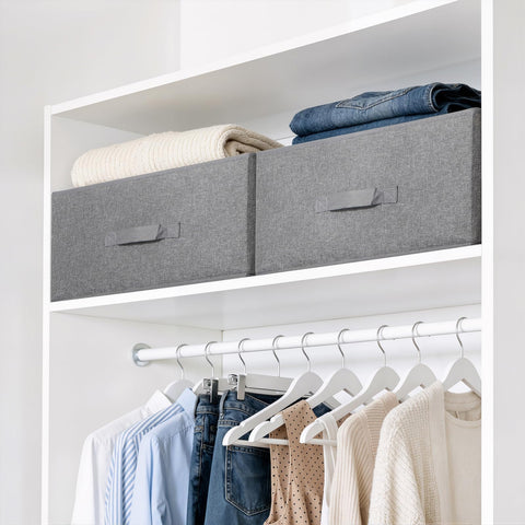 LAJIAKE Wardrobe Storage Organiser Boxes Set of 2 (50x40x20cm) – Large Clothes Storage Boxes with Removable Divider