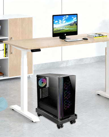 BOTEWO PC Stand with Wheels: Computer PC Tower Stand Adjustable CPU Holder Trolley Under Desk Universal for Home Office Desk PC
