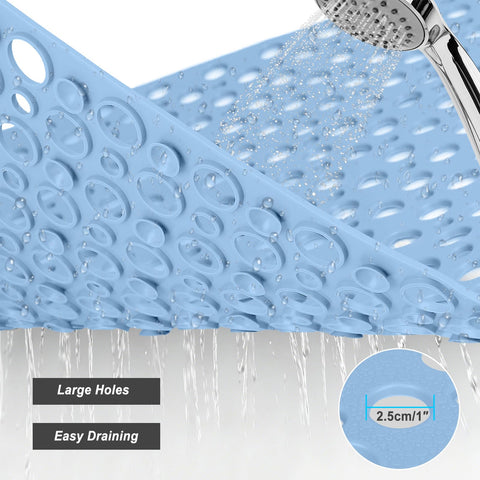 Square Shower Mat 70x70 cm, Non Slip Shower Mat, Soft TPE Large Shower Mats for Inside Shower, Bath Mat with Suction Cups & Drain Holes