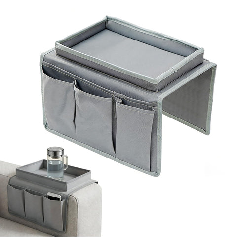 Lirynox Sofa Arm Tray Armchair Tray Organiser, Waterproof Non-Slip Sofa Armrest Organizer with 4 Bags