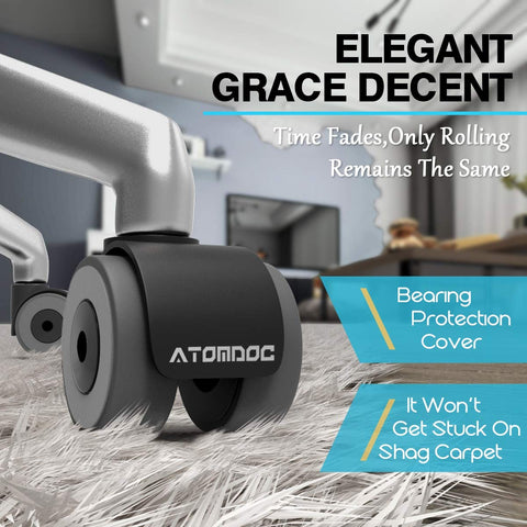 2 Inch Office Chair Replacement Wheels by ATOMDOC, Newly Revolutionary Quadruple Ball Bearing Design，Heavy Duty & Safe Protection for All Floors