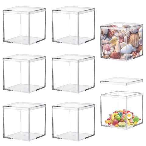 Keboyoe 8pcs Acrylic Display Box with Lid 6.5x6.5x6.5cm for Storage Candy