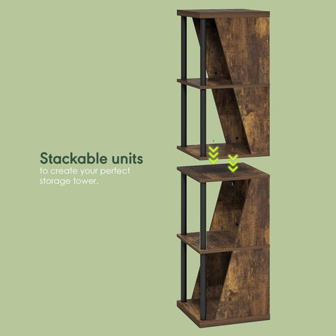 Furinno FLEXI Storage Shelf, 4-Cube Corner Shelf, Book Shelf, DIY Stackable & Separable Display Bookcase, for Organization and Storage