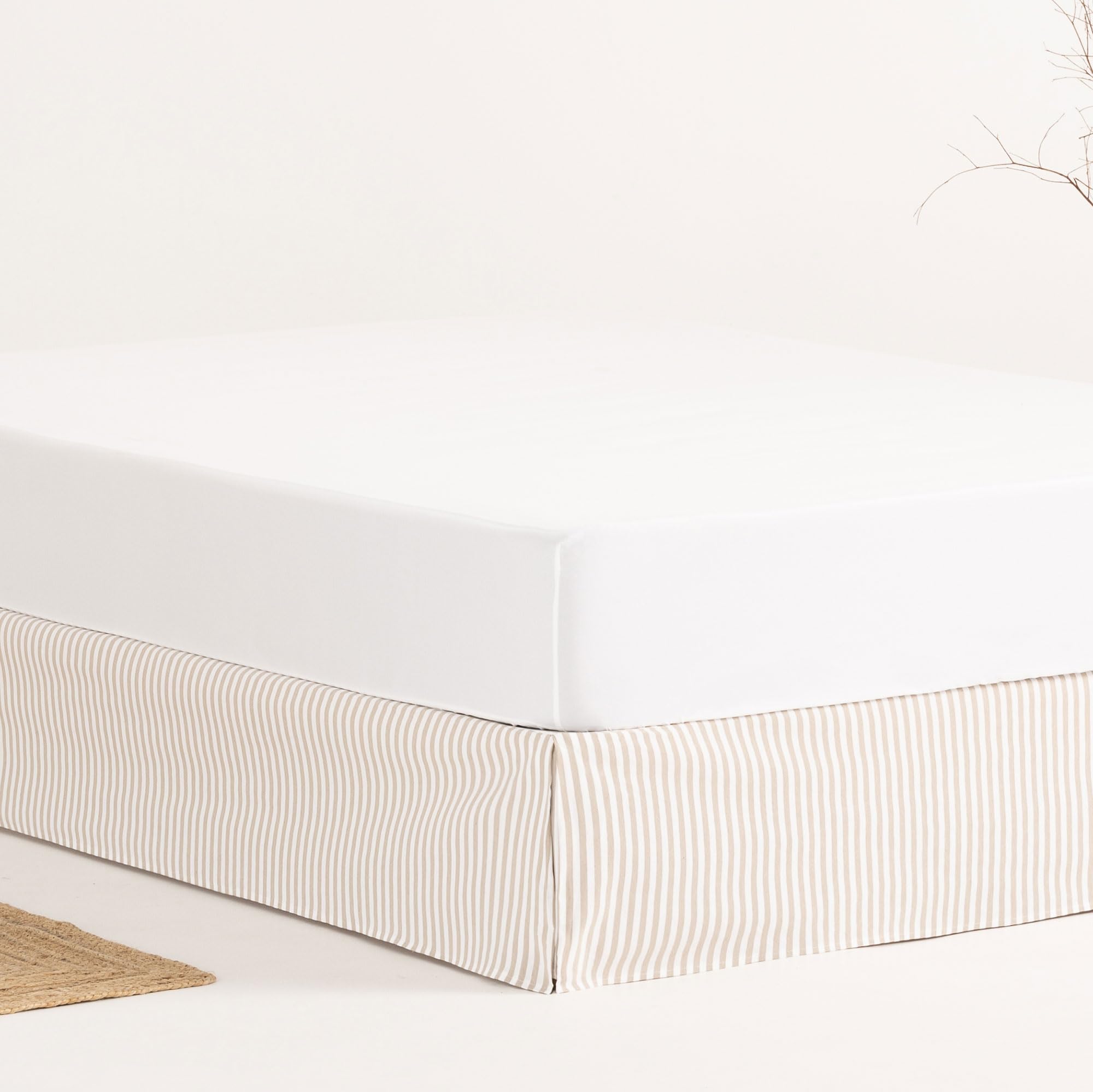 Bed Cover 140 x 190 / 200 cm Bed Base Cover 140 cm – Beige Stripes