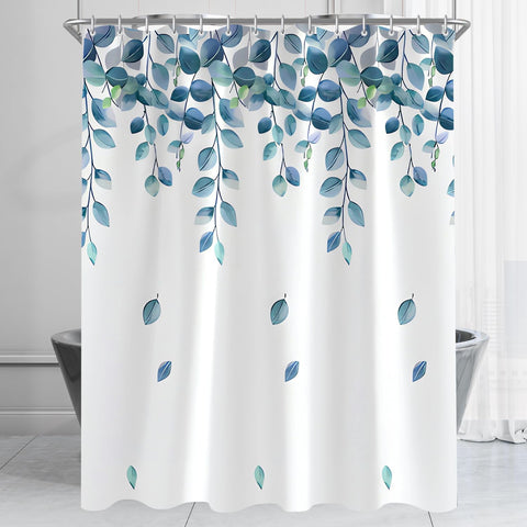 Lerores Shower Curtain 47x71 inch,Green Leaves Plant Mould and Mildew Resistant,Waterproof,Washable Polyester Fabric Bath Curtains with Weight Tape,8