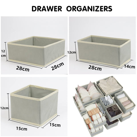 12 Pack Drawer Organiser, Foldable Fabric Wardrobe Storage Organiser, Drawer Dividers for Clothing