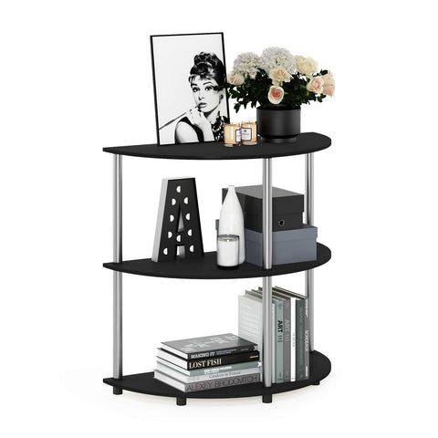 Furinno Frans Turn-N-Tube Half Round Console Table, Black Oak, 79 (W) x 78.1 (H) x 39.5 (D) cm