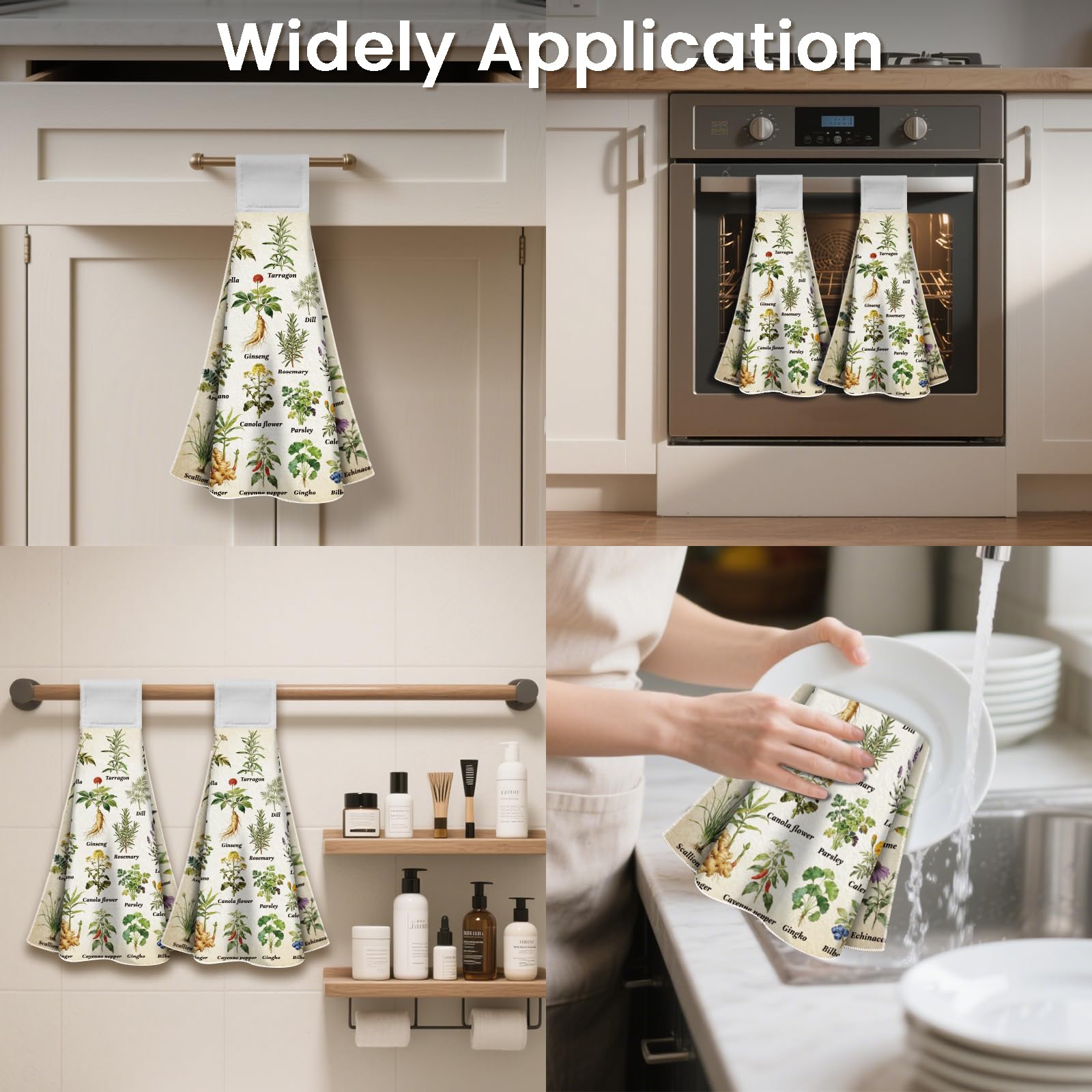 CUTHOLLOW 2 Pcs Herb and Vegetable Hanging Kitchen Towels with Loop