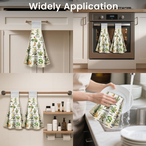CUTHOLLOW 2 Pcs Herb and Vegetable Hanging Kitchen Towels with Loop