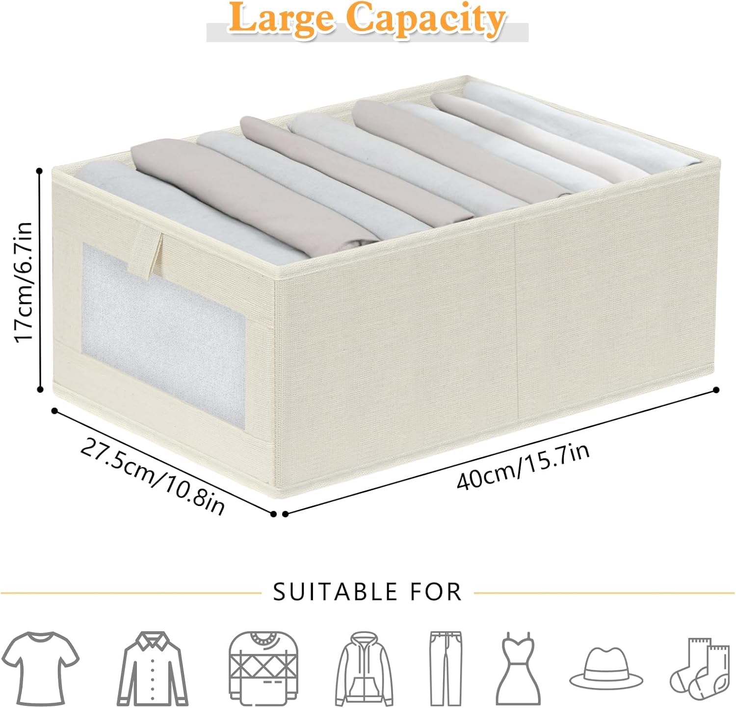 HOTOOLME Wardrobe Organiser Foldable Linen Drawer Storage Box 8 Pack