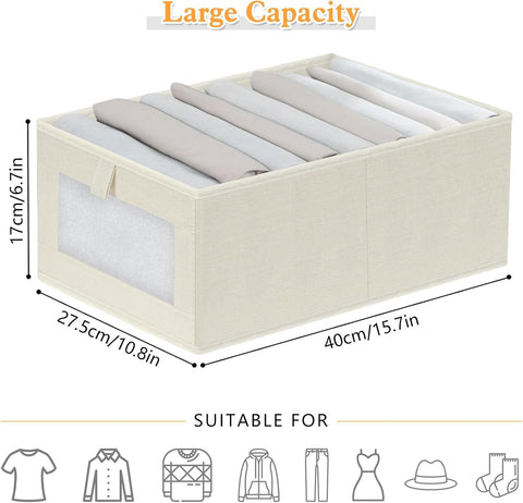HOTOOLME Wardrobe Organiser Foldable Linen Drawer Storage Box 8 Pack