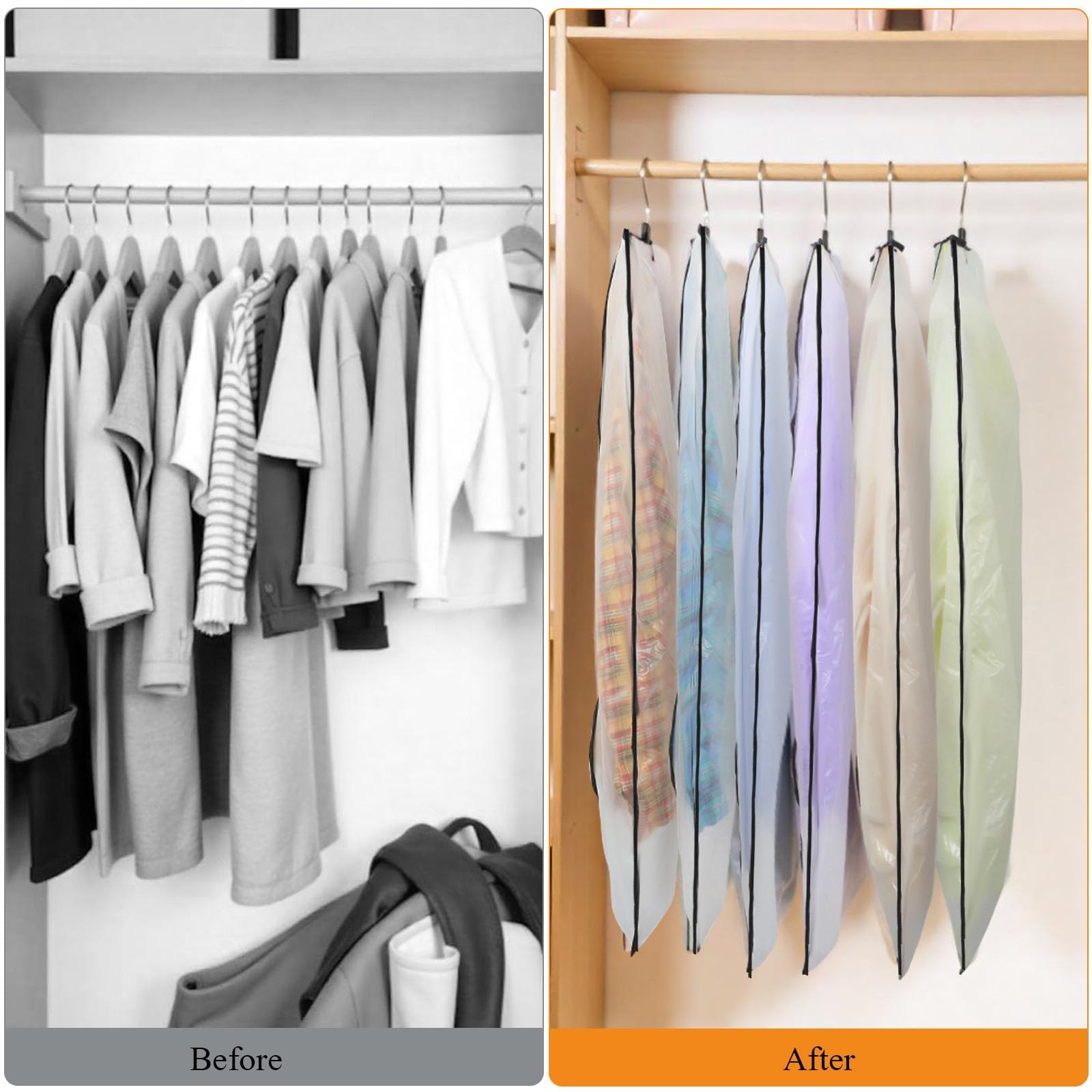 12 Pack Garment Bags, PEVA Translucent Clothes Covers, Suit Bag 40in