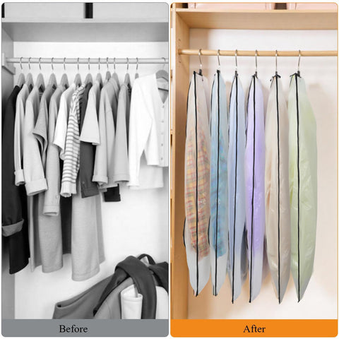 12 Pack Garment Bags, PEVA Translucent Clothes Covers, Suit Bag 40in