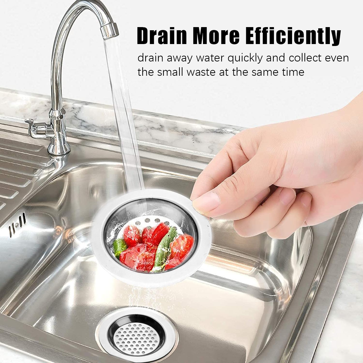 4-Pack Stainless Steel Sink Strainer | Standard Drain Plug for Kitchen/Bathroom/Shower | Hair & Food Catcher - Anti-Clog, Rust-Proof & Easy Clean