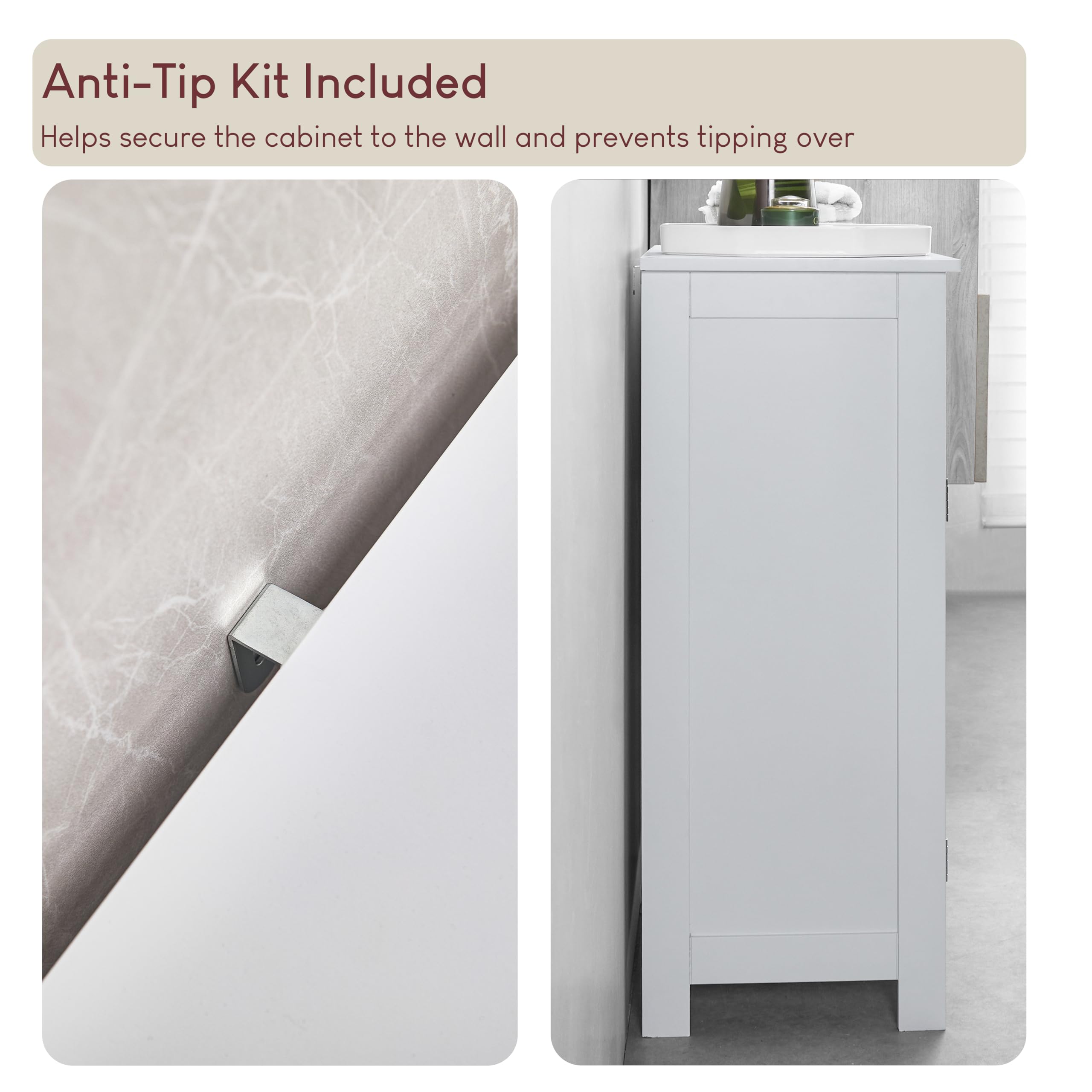 Bath Vida Priano Freestanding 2 Drawer 2 Door Bathroom Floor Cabinet, White