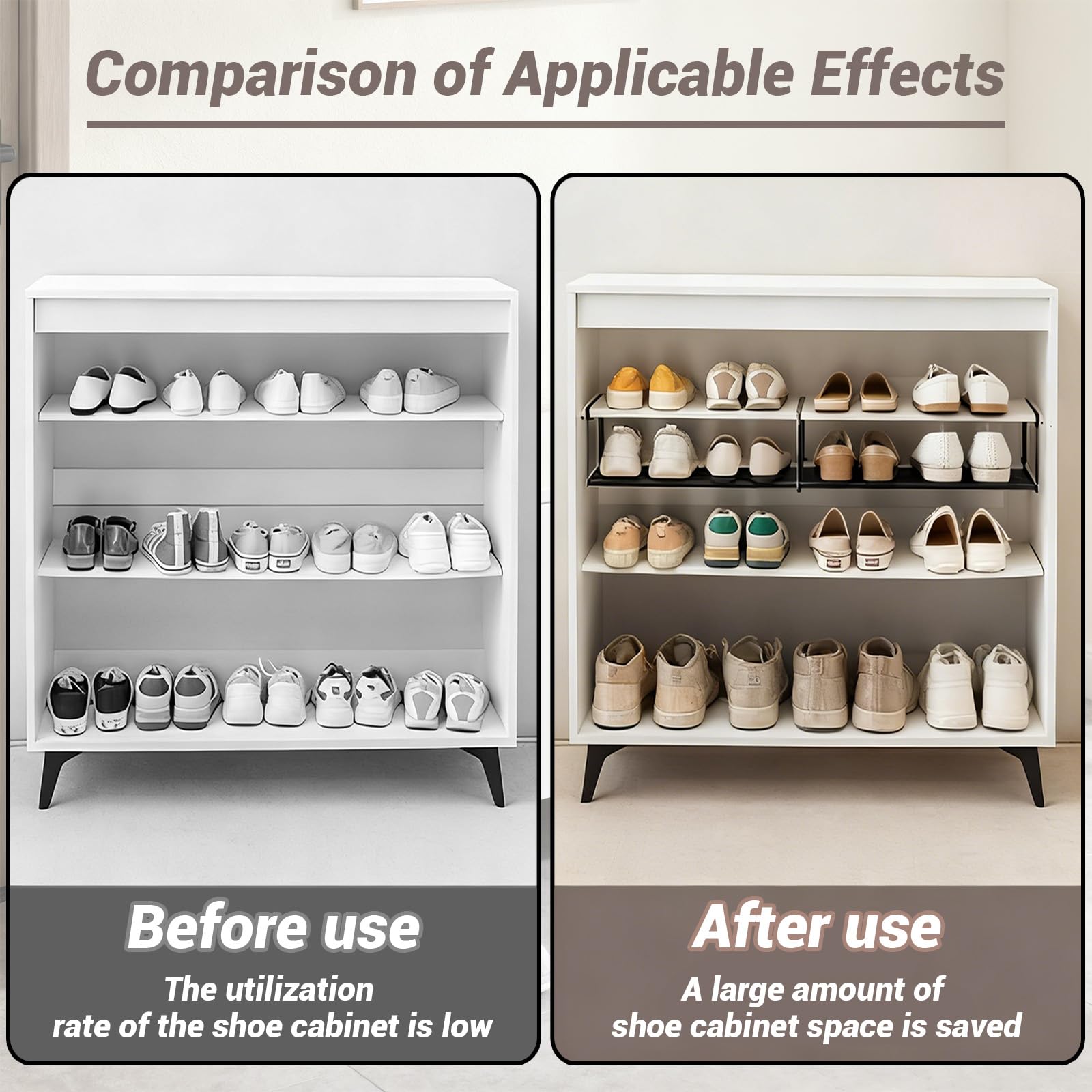 DHSUN Hanging Shoe Rack Storage In The Wardrobe, Length Adjustable 40-70CM, Plug-and-Play