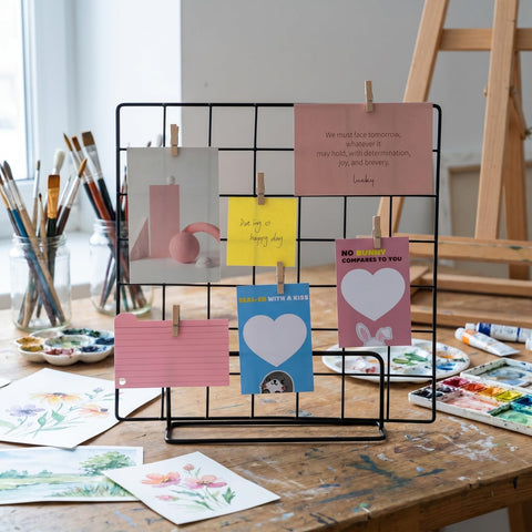 MUCKLILY 35 cm Black Wire Grid Display Stand with Base