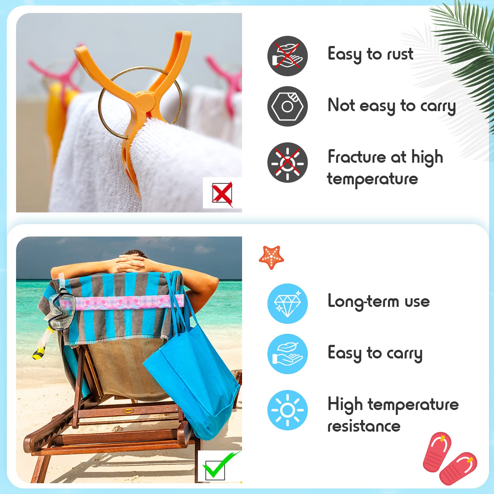 BOAO 8 Pack Towel Bands for Beach Chairs Clips Pool Lounge Cruise Chair Strap Holder Elastic Windproof Accessories Summer