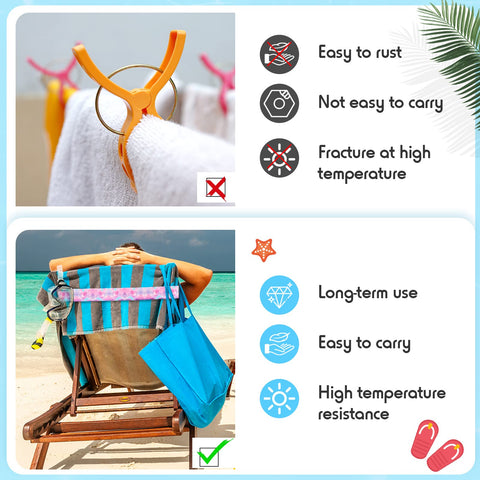 BOAO 8 Pack Towel Bands for Beach Chairs Clips Pool Lounge Cruise Chair Strap Holder Elastic Windproof Accessories Summer