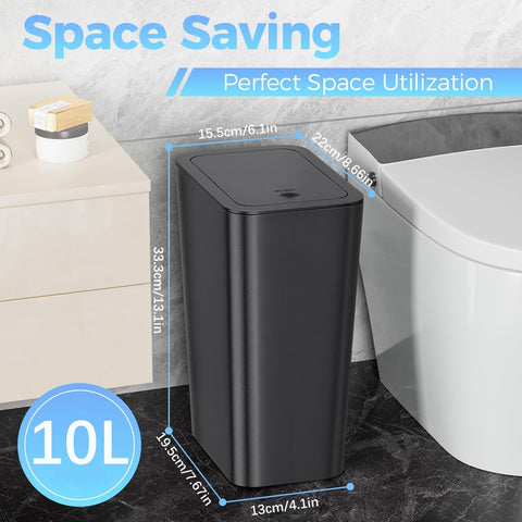 Xygobla 3 Pack 10L Slim Bathroom Bin with Lid