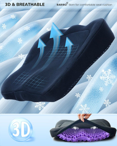 Double-Layer Honeycomb Gel Seat Cushion, Pressure Relief for Long Sitting