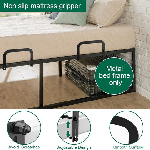 ANTEISI 4 Pcs Mattress Holder for Metal Bed Frame, Non Slip Mattress Gripper,Mattress Slide Stopper.Black