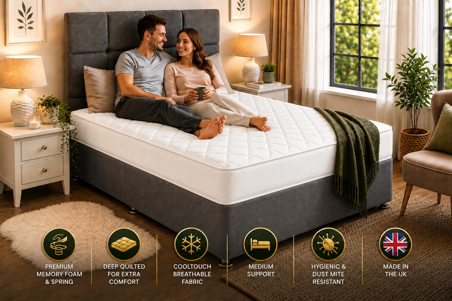 Starlight Beds Arctic White Hybrid Double Mattress, 4ft6 x 6ft3