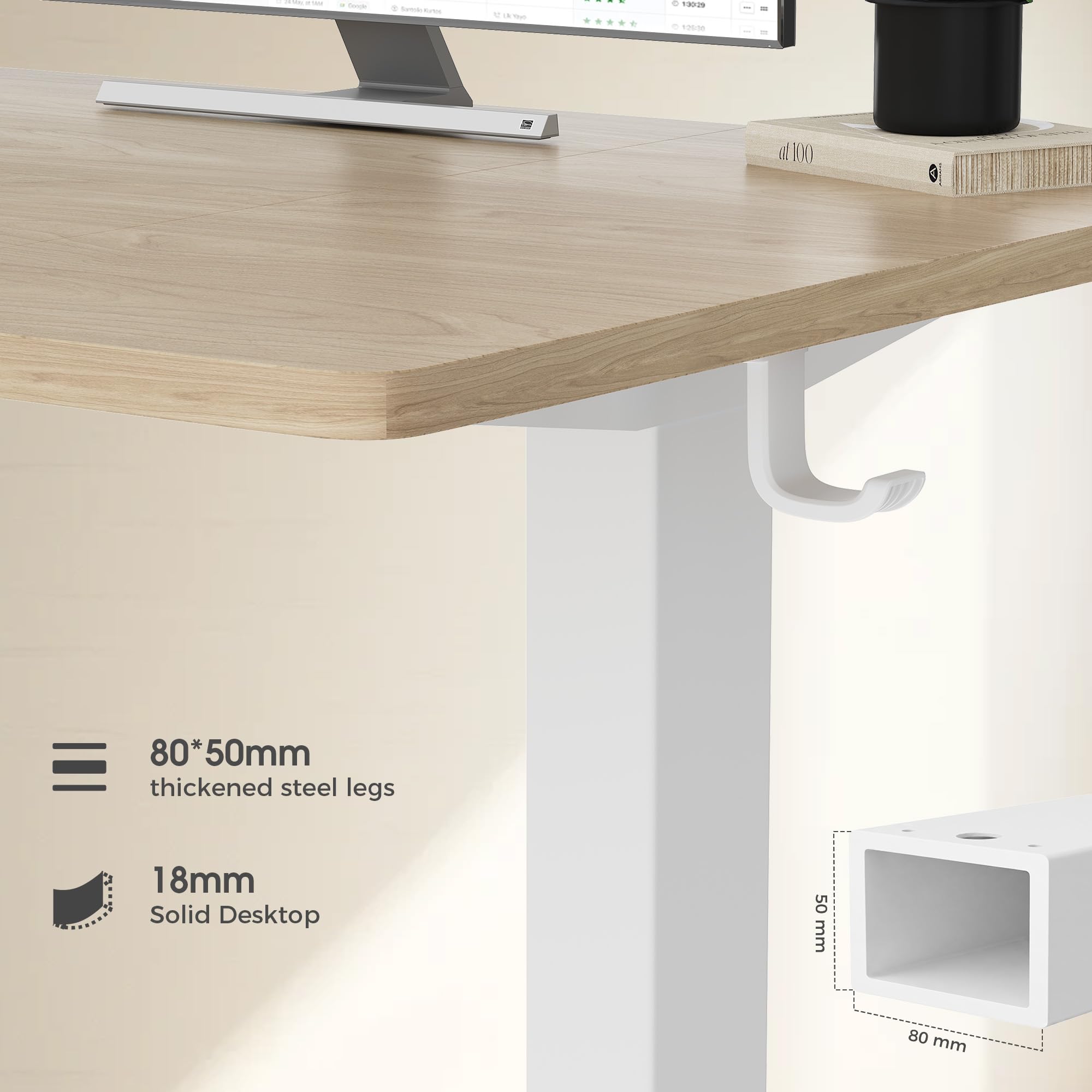 Homall Height Adjustable Electric Standing Desk 140x70cm with USB Charging Sit Stand Desk with Time Reminder Stand up Table 3 Memory Setting Electric