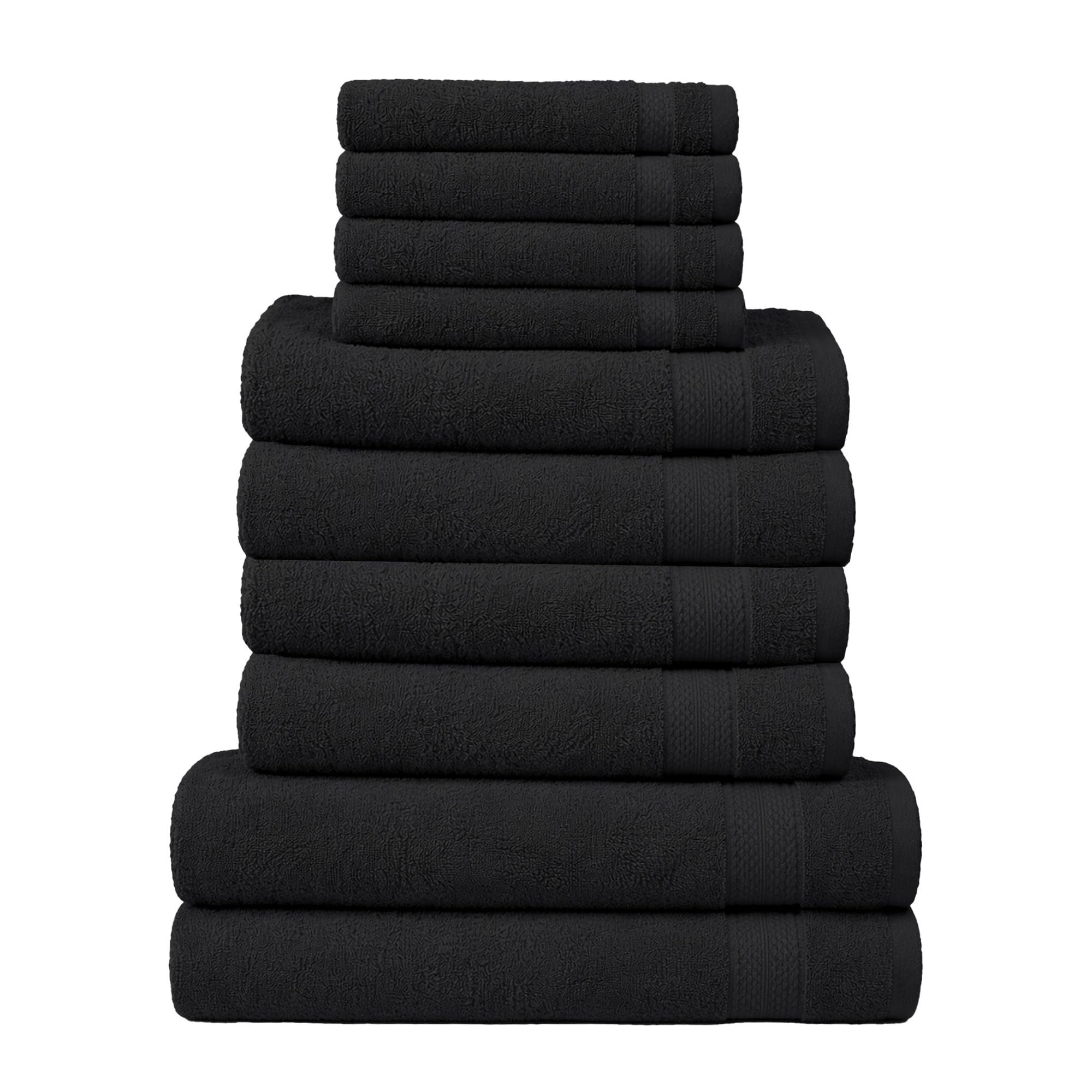RAYMSTER 10 Piece Egyptian Cotton Towel Set - 2 Bath, 4 Face, & 4 Hand Towels Set for Daily Use - Soft, Highly Absorbent, Quick Dry, and Lightweight