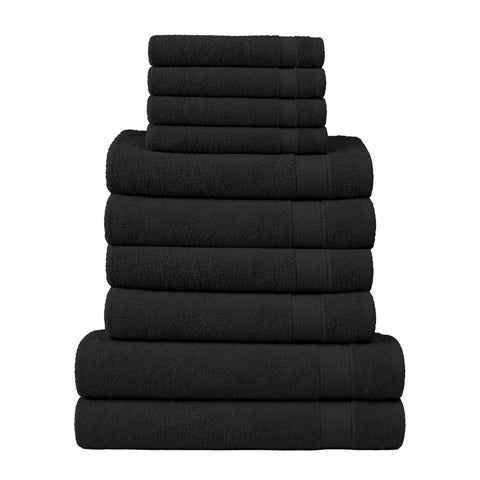 RAYMSTER 10 Piece Egyptian Cotton Towel Set - 2 Bath, 4 Face, & 4 Hand Towels Set for Daily Use - Soft, Highly Absorbent, Quick Dry, and Lightweight