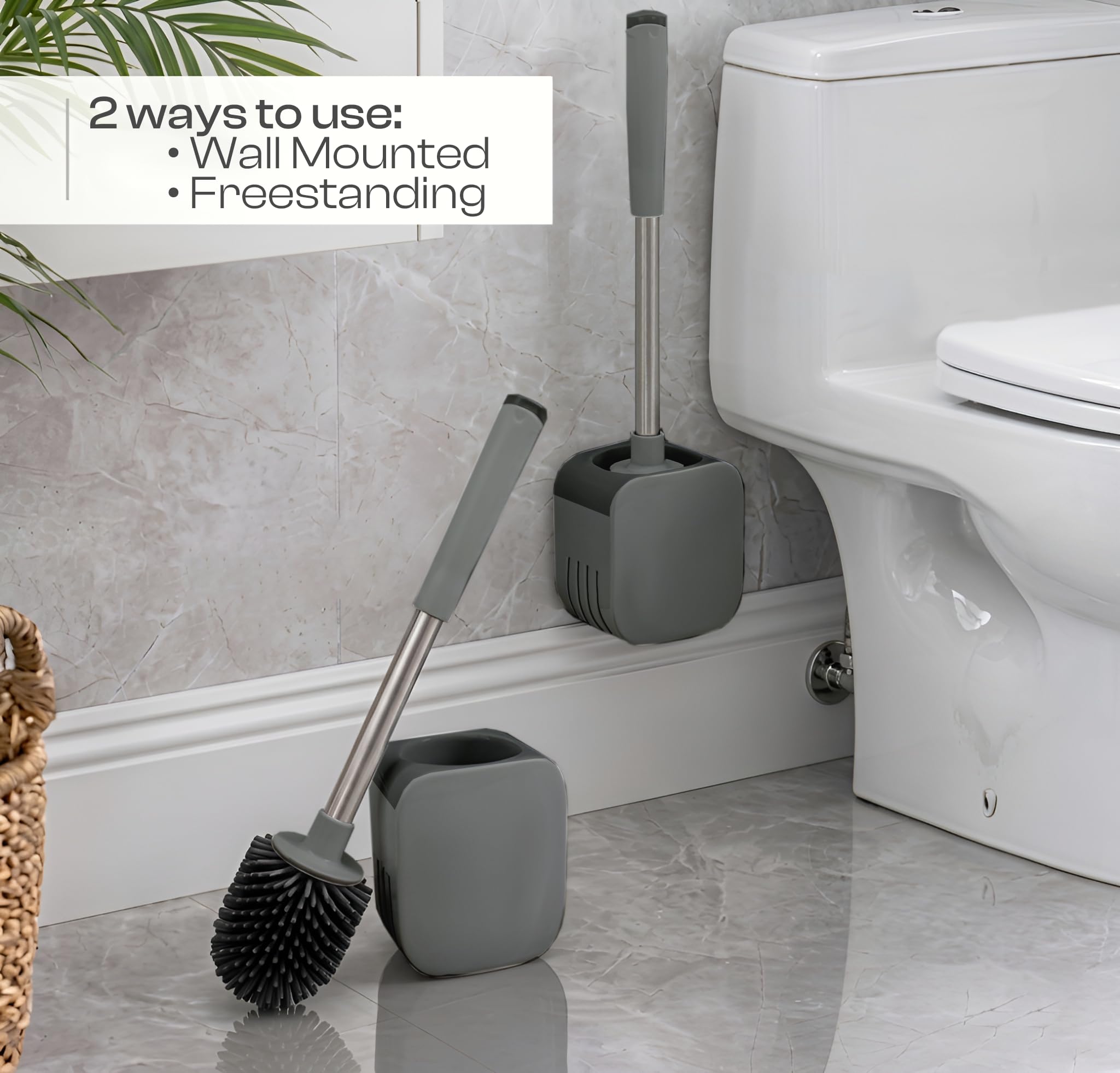 Silicone Toilet Brush and Holder Set, Loo Brush with Hidden Tweezers.