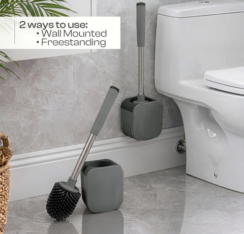 Silicone Toilet Brush and Holder Set, Loo Brush with Hidden Tweezers.