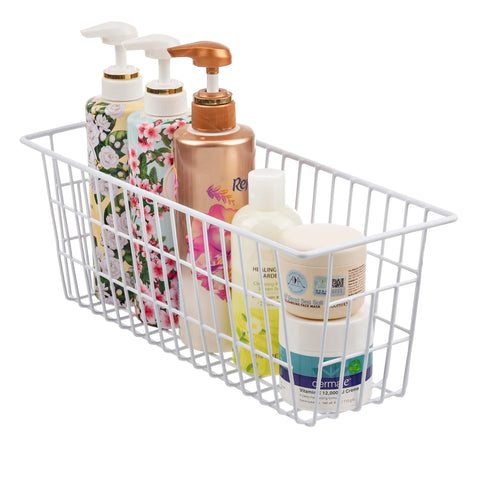 iPEGTOP Metal Wire Food Storage Organizer Bin Basket with Handles. Narrow Kitchen Refrigerator Storage Basket for Kitchen Cabinets, Pantry, Bathroom