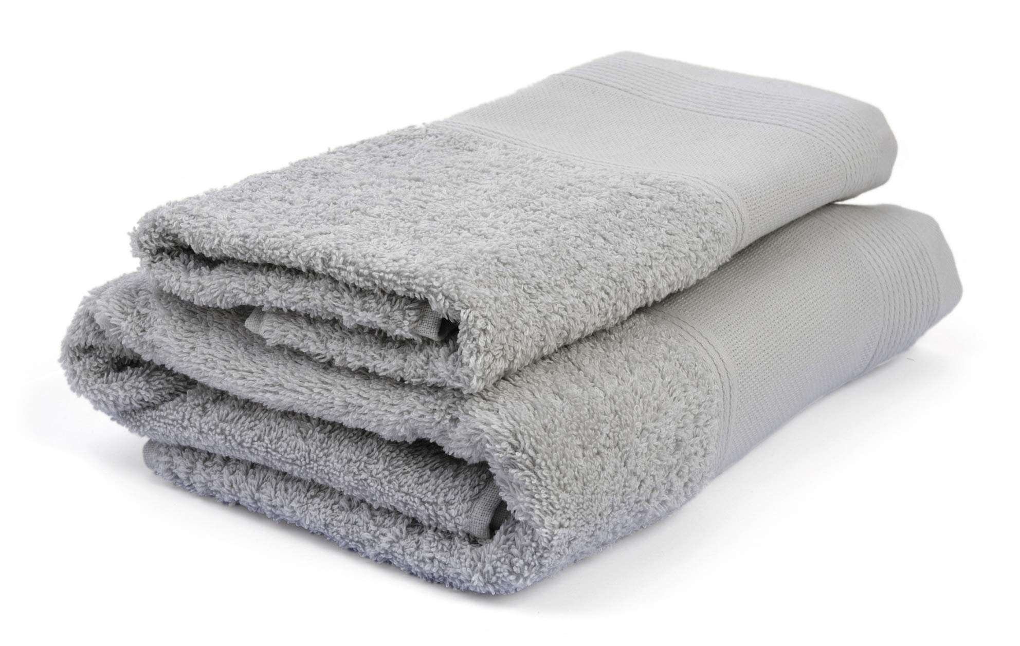 Filet Ago.fil S.r.l. Embroidered Towel Set (1+1) Pair of 100% Cotton, Grey, 60 x 105 – 40 x 60 cm