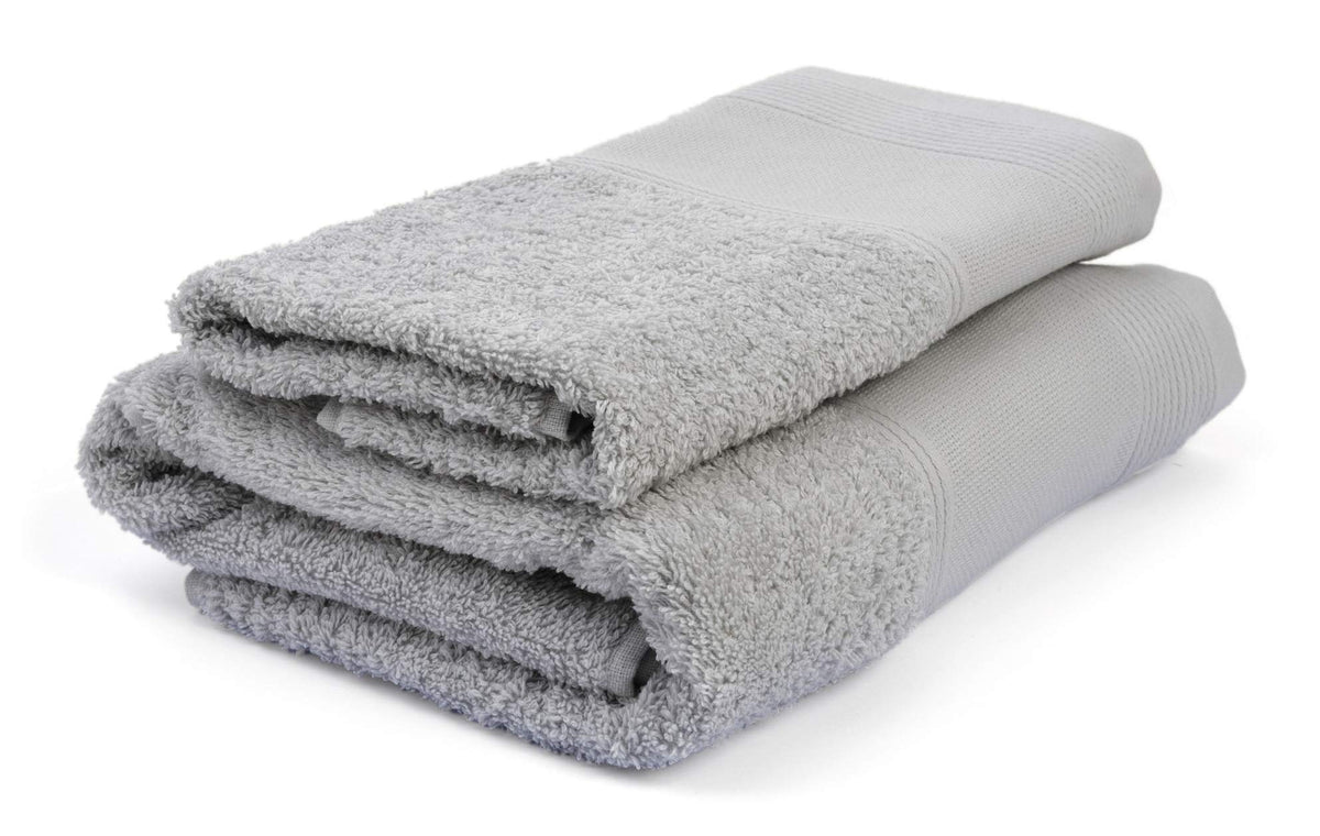 Filet Ago.fil S.r.l. Embroidered Towel Set (1+1) Pair of 100% Cotton, Grey, 60 x 105 – 40 x 60 cm