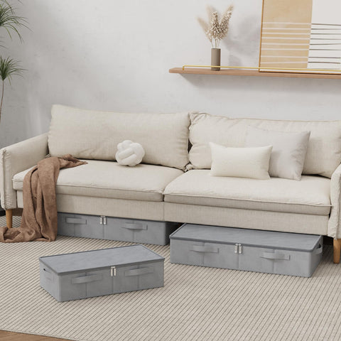ENUMAIL Underbed Fabric Storage Box with Lids,60x30x15cm,Grey,3 Pack
