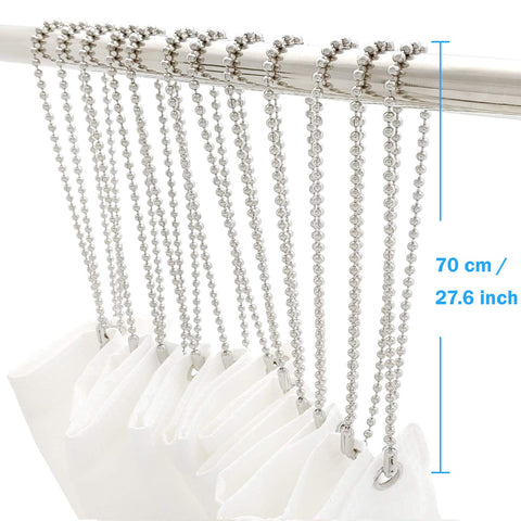 Shower Curtain Hooks Long Size 27inch/70cm, Shower Curtain Rings 12pcs, spa-Quality Look, Stainless Steel