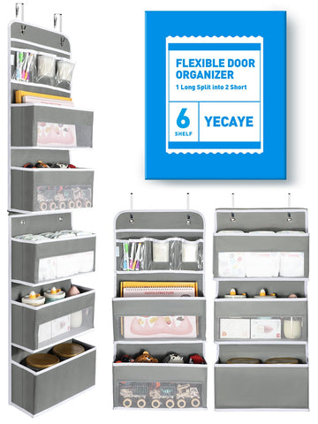 Yecaye Over the Door Organiser, 6-Tier, Grey, 1 Pack