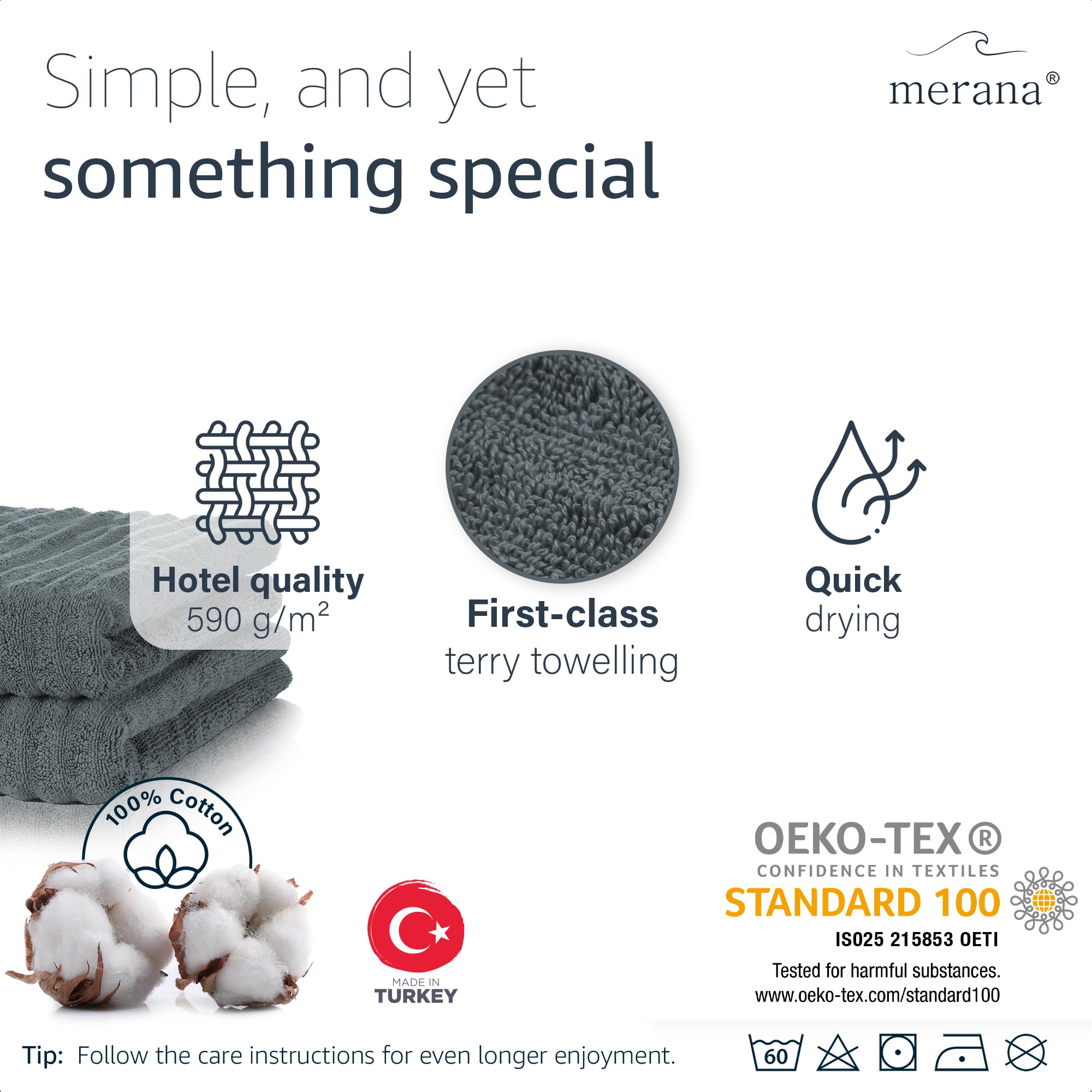 Merana OSLO towel set | quick-drying, soft & lint-free | terry luxury quality | 100% cotton terry | OEKO-TEX | 590 GSM | gift set | Dark gray