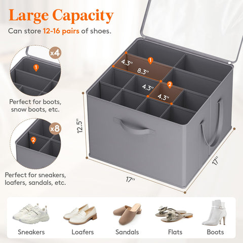Lifewit Shoe Storage Organiser for Closet, Holder Box, 1 Pack, Gray