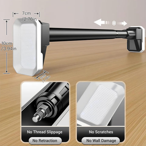 Heavy Duty Tension Pole, Extendable Curtain Rod No Drill - Telescopic Adjustable Rods for Window or Door, Strong Support for Clothes Hanging