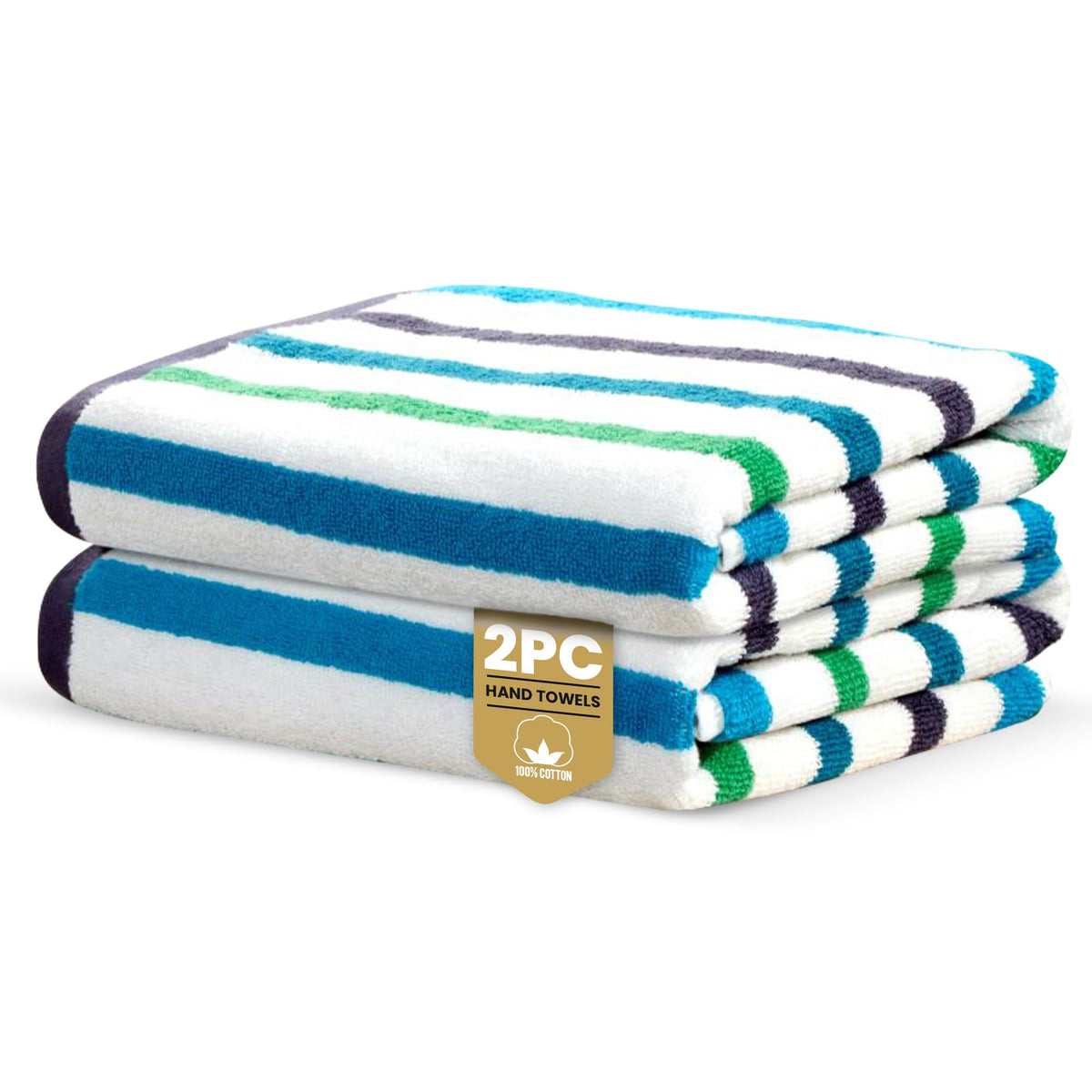 Rapport Home Amalfi Hand Towels 2 Pack | Blue | 50x85cm | Luxurious 500GSM 100% Cotton | Oeko-Tex Certified Absorbent & Soft Bathroom Towel Set