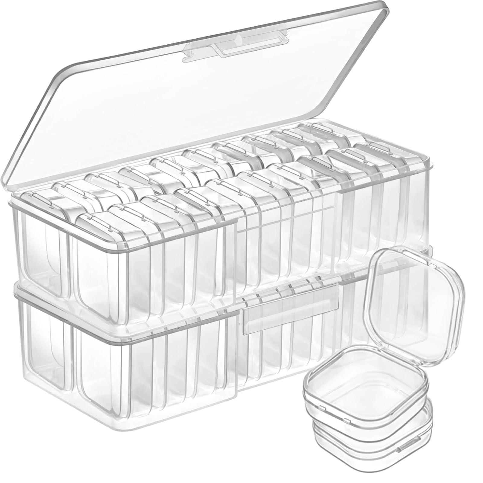 Qualsen Storage Boxes with Lids, 40 Pieces, 3.5 x 3.5 x 1.8 cm