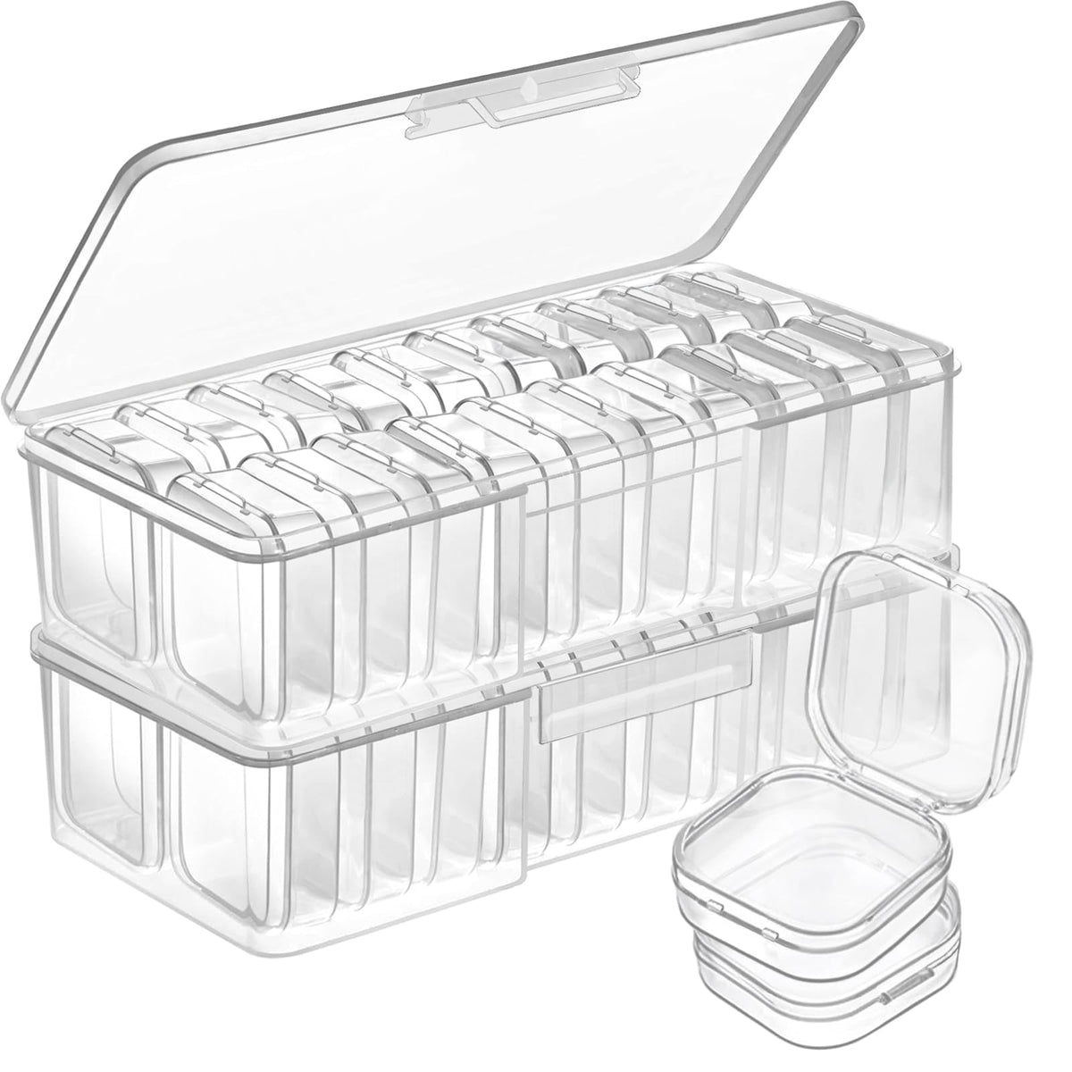 Qualsen Storage Boxes with Lids, 40 Pieces, 3.5 x 3.5 x 1.8 cm