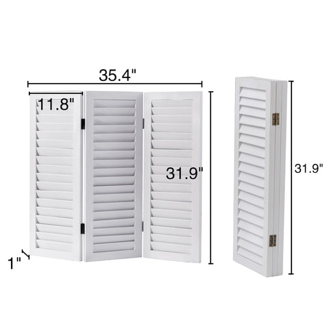 Sintosin 3 Panel Short Folding Room Divider White, 81 cm Tall Room Dividers Free Standing Woood, Foldable Wall for Home Bedroom Office