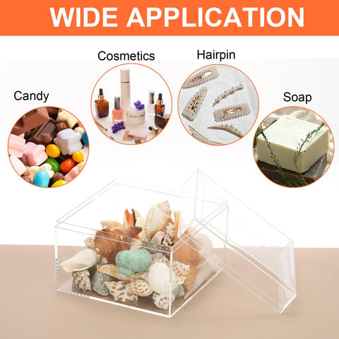 PATIKIL Acrylic Box with Lid 7.87" x 5.91" x 1.97", Clear Acrylic Display Boxes Plastic Square Cube Containers Storage Organizer for Candy Tiny