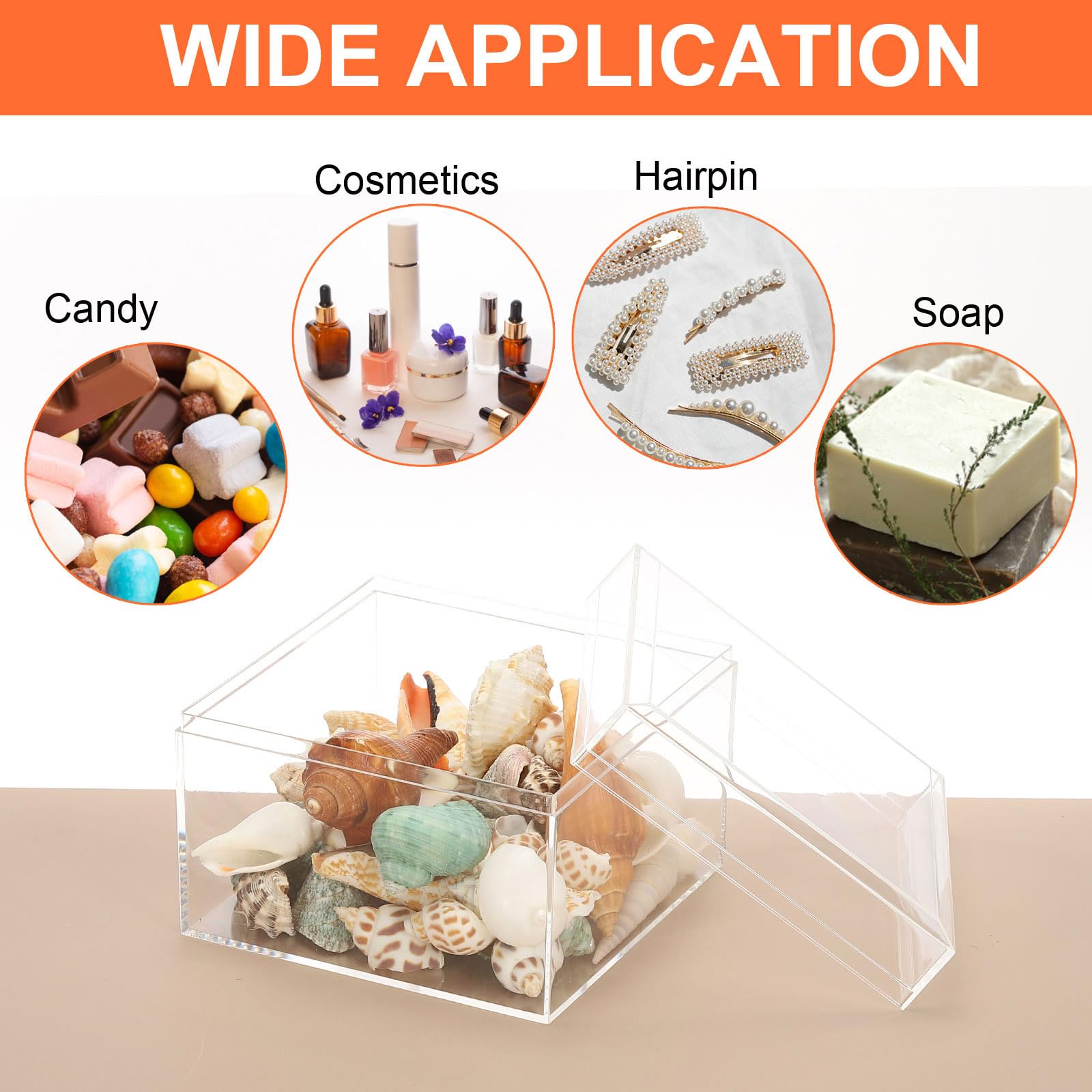 PATIKIL Acrylic Box with Lid 5.91" x 5.91" x 5.91", Clear Acrylic Display Boxes Plastic Square Cube Containers Storage Organizer for Candy Tiny