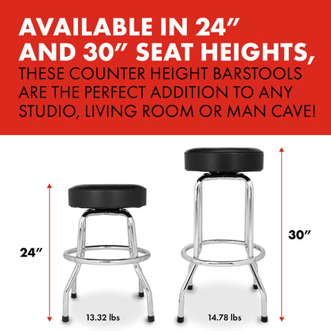 Fender Custom Shop Chevron Logo Barstool, Padded Swivel Seat, 30 In